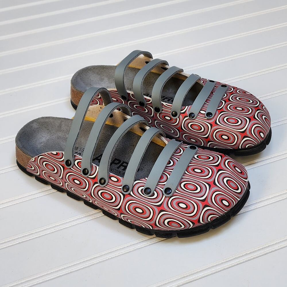 Alpro Birkenstock Strappy Closed Toe Clog Sandals 8 Women's/6 Men's Red & Gray